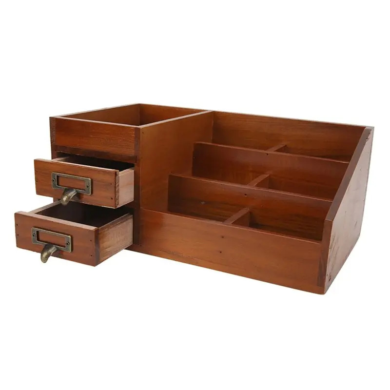

CHCH Wooden Storage Cabinet Retro Design Multi-Layer Desktop Organizer For Wood Desk Cosmetic Makeup Drawer Jewelry Box