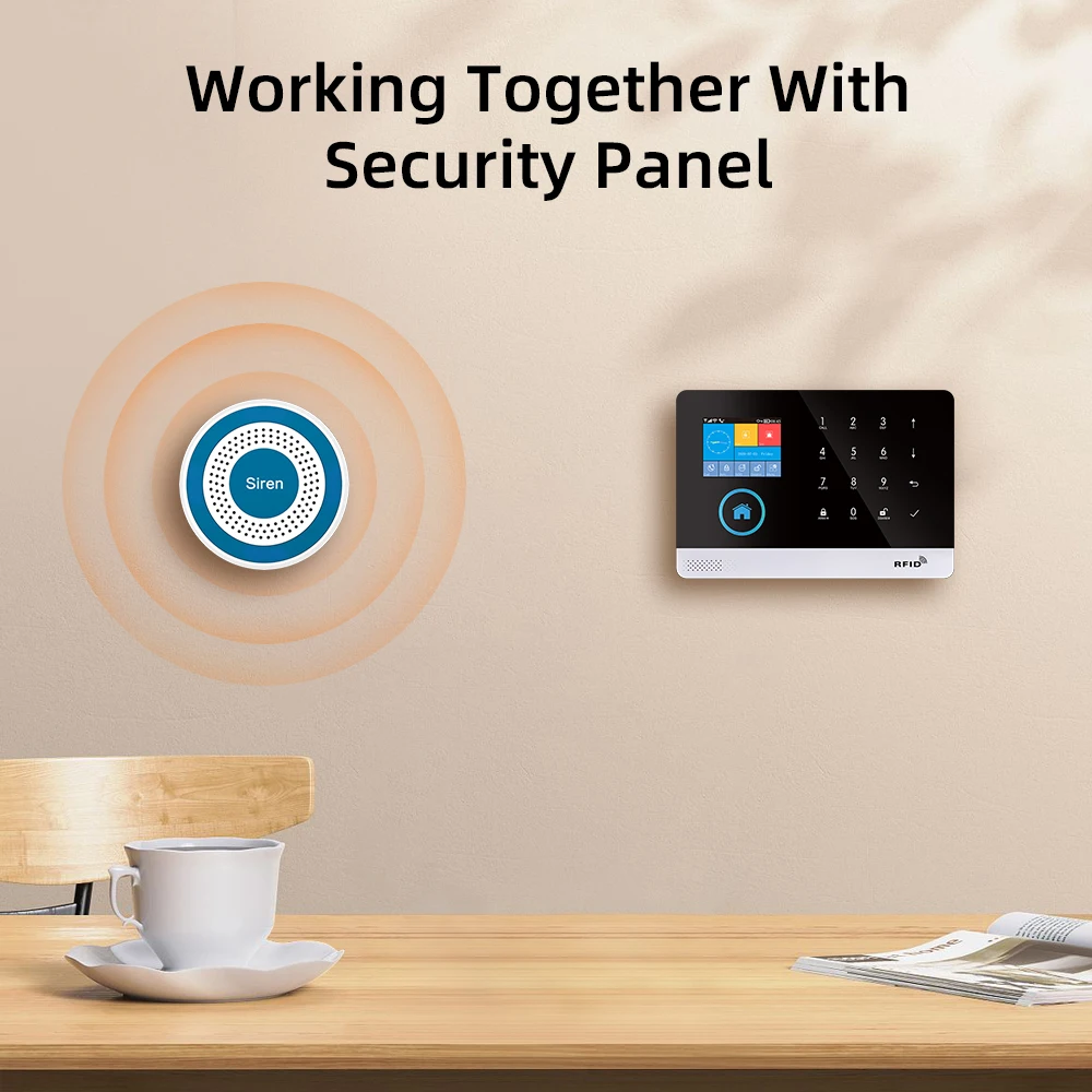 Home Alarm Mini Alarm Siren Wireless 433MHz Sound & Light Indoor strobe siren High Decibel Horn Siren For Home Security
