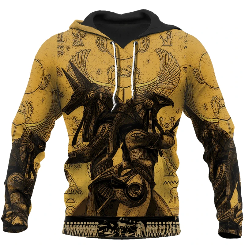 New Men's Hoodie Ancient Egypt Anubis 3d Print Fashion Street Long Sleeve Hooded Sweatshirts Casual Jacket Pullover Outdoor Tops