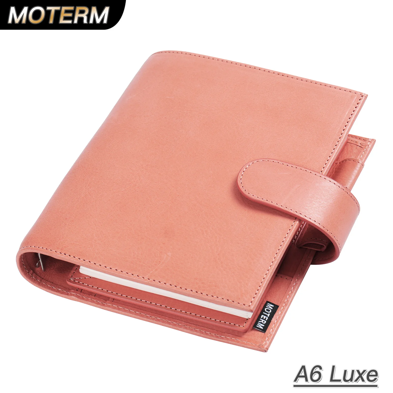 Moterm Full Grain Vegetable Tanned Leather Luxe 2.0 A6 Rings Planner with 30 MM Rings Binder Notebook Diary Agenda Organizer