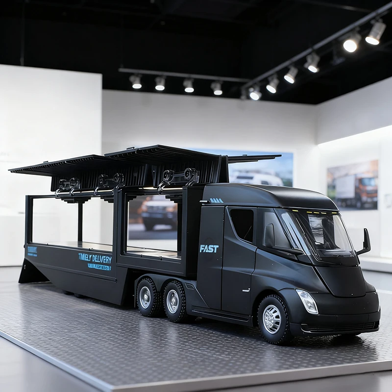 

1:32 полуконтейнерный грузовик, транспортный автомобиль, грузовик, игрушечный автомобиль из сплава, модель звука и света, детская игрушка, коллекционные предметы, подарок ﻿