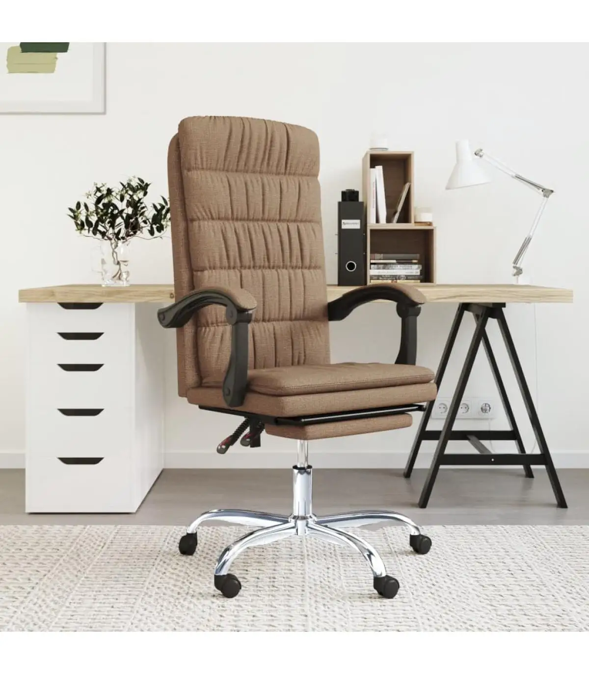 Office chairs brown fabric reclining office chair