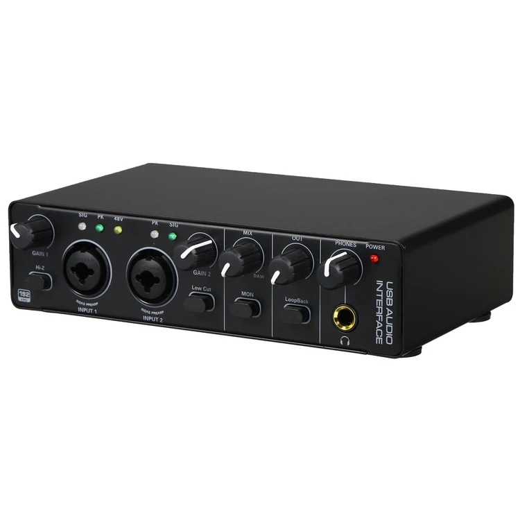 

USB Audio Interface Sound Card RHM 2 In 2 Out Audio Interface Sound Board with 48V Phantom Power for Recording Audio Mixer