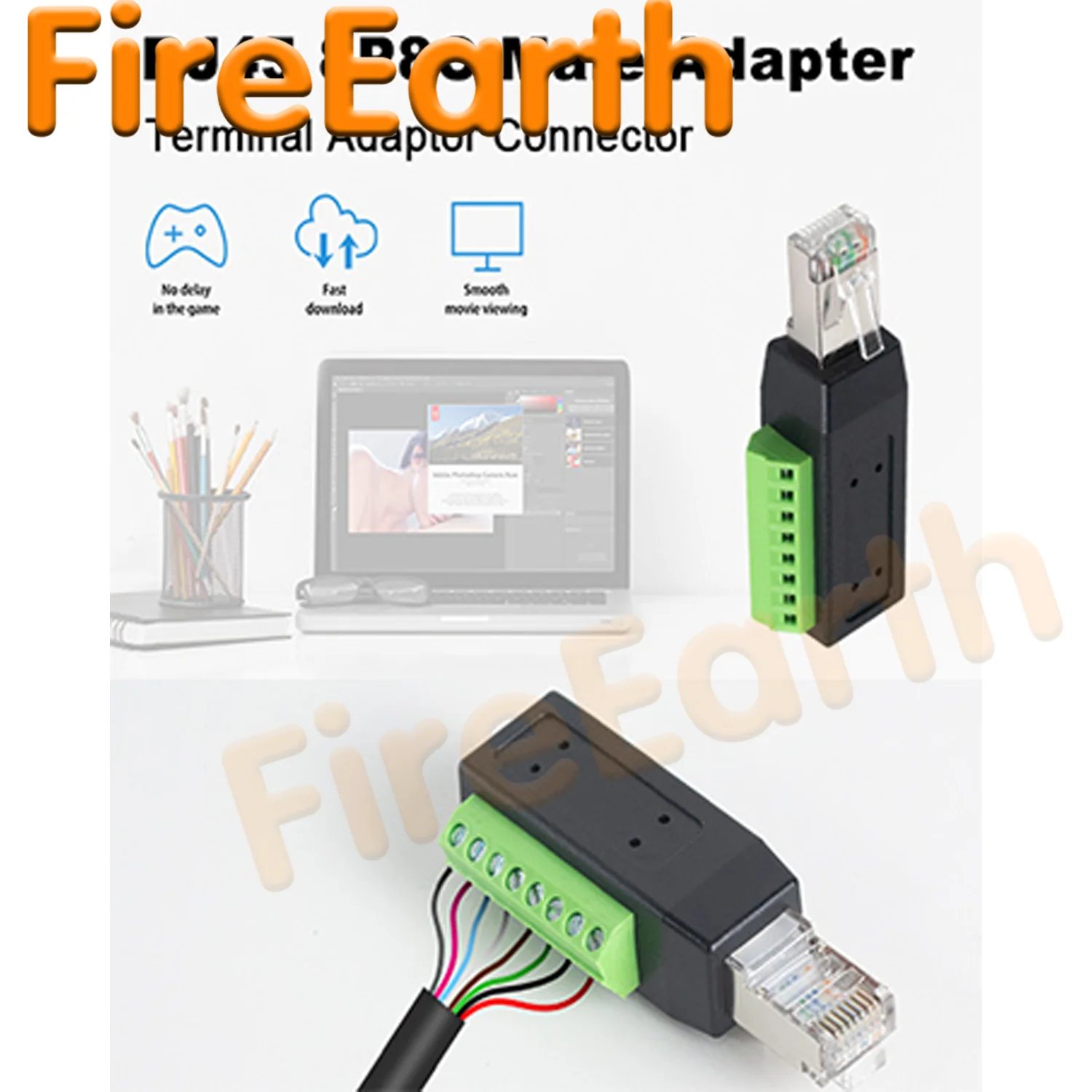 Adaptador de placa de fuga de terminal de parafuso rj45, conector de terminal de parafuso rj45 macho para 8 pinos, adaptador ethernet 8p8c para cat5, cat6