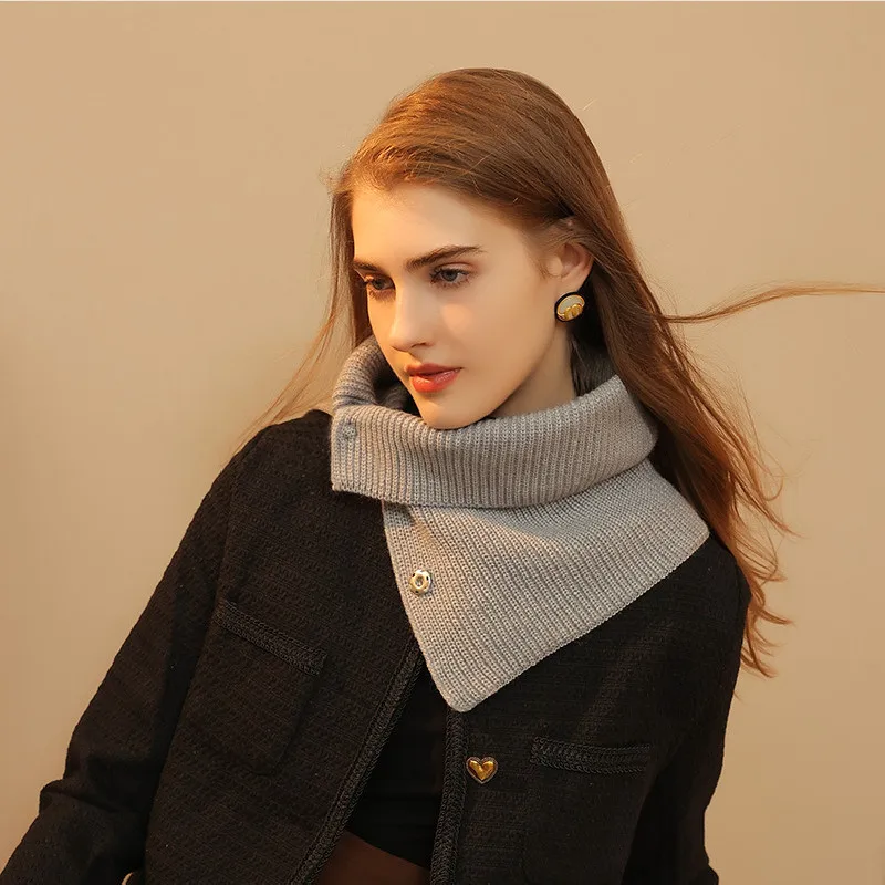 

New Wool Containing Acrylic High Collar South Korean Version Versatile Warm Neck Guard False Collar