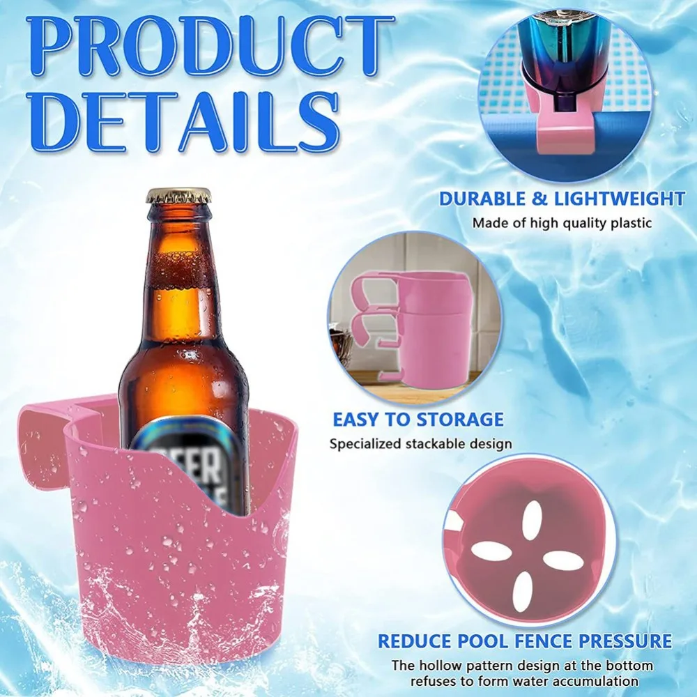 1-4PCS Poolside Cup Holder for Above Ground Pools Pool Drink Holders for Party for Tumblers Drink Bottles Boat & Patio Outdoor view 5