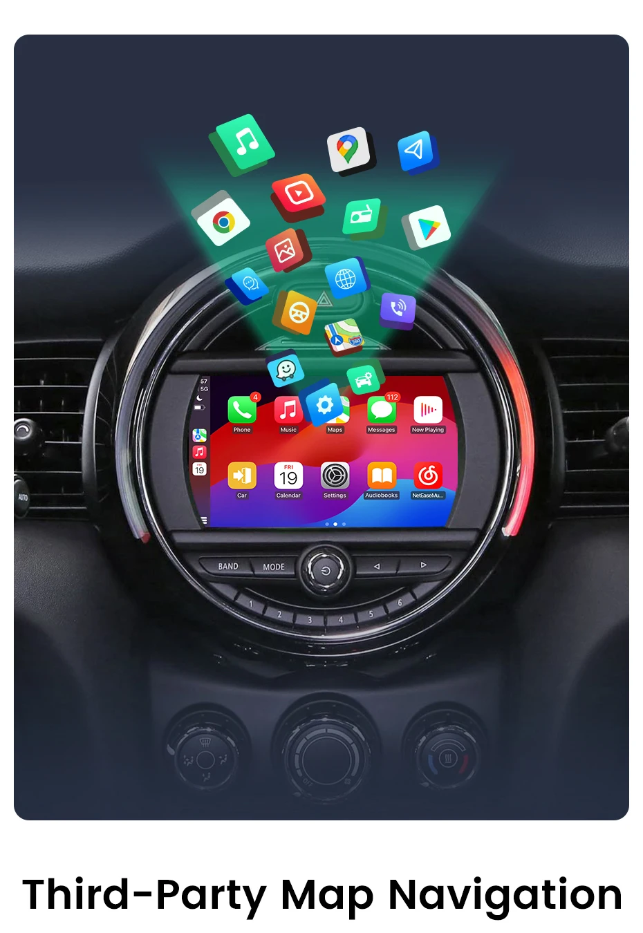 Junsun Wireless CarPlay Android Auto für BMW Mini R55 R56 R57 R58 R59 R60 R61 F54 F55 F56 F57 Cooper Airplay Mirror Link Modul – Detail 5