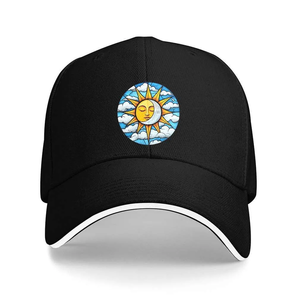 Sun And Moon Stained Glass Baseball Cap Adjustable Polyester Outdoor Unisex Cap
