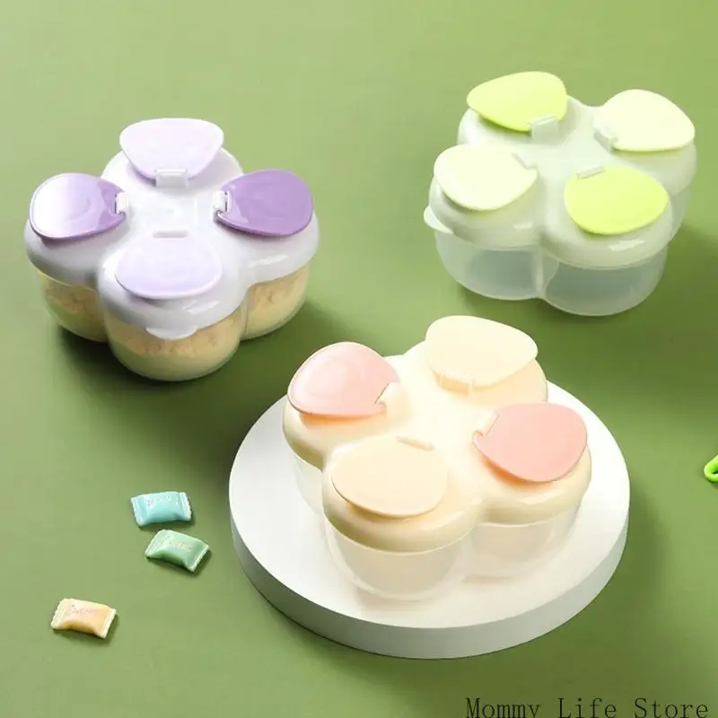 

Rotating Lid Baby Powder Dispenser 4 Individual Compartments Compact For Diaper Bag Fitness Travel Essential