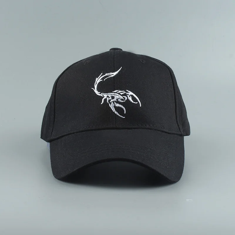 Summer Baseball Cap Men Women Snapback Hat Embroidery Animal Cap Trucker Hat Dad Hat Scorpion Hip Hop White Black Cap