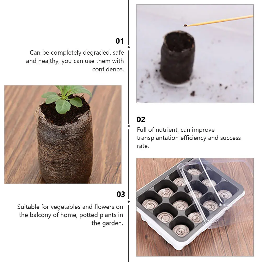 1Set Pelet Gambut Nutrisi Tanaman untuk Pembibitan, Starter Tanaman, Transplantasi, Perlengkapan Berkebun, Pelet Gambut untuk Penyemai