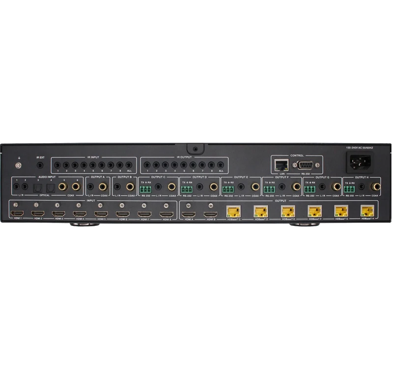 4K2K@60Hz 4:4:4, 18Gbps, HDCP 2.2 HDMI HDBaseT 8x8 Matrix Switcher for home theatre system