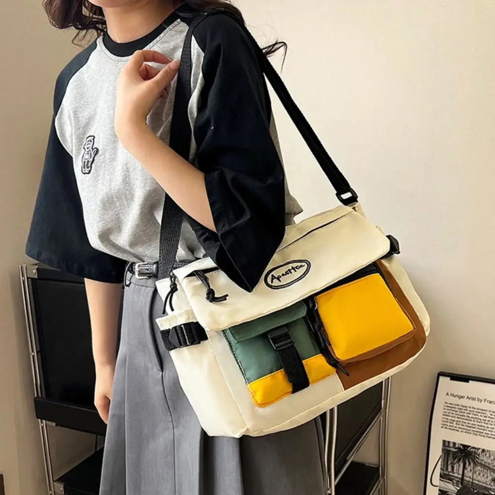 

Нейлоновая нейлоновая сумка через плечо, многофункциональная сумка-мессенджер в стиле Харадзюку с регулируемым ремешком, большая вместимость в японском стиле