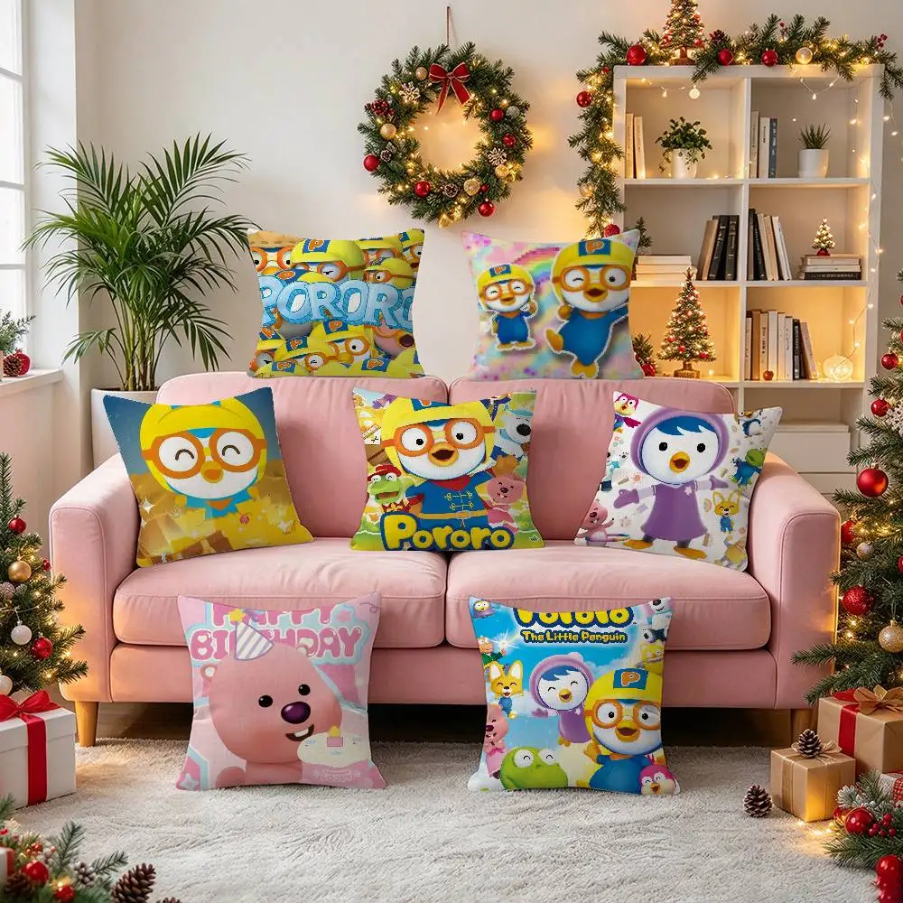CARTOON P-Pororo  Cushion Cover Pillowcase Upholstery Sofa Throw Pillow Home Decor Pillowcas