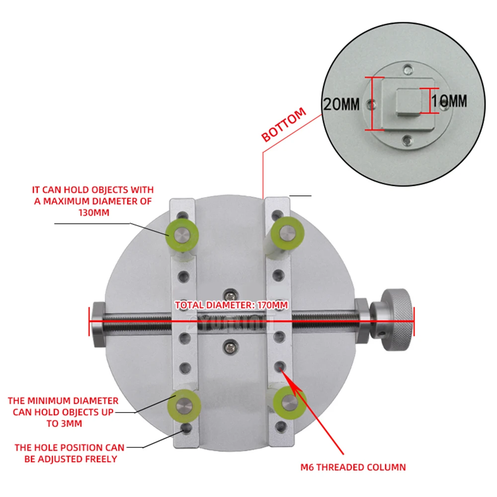 13MM-150MM Bottle Cap Torque Tester Circular Clamping Fixture Torque chuck jaw plate Plastic clamp bottle cap holder