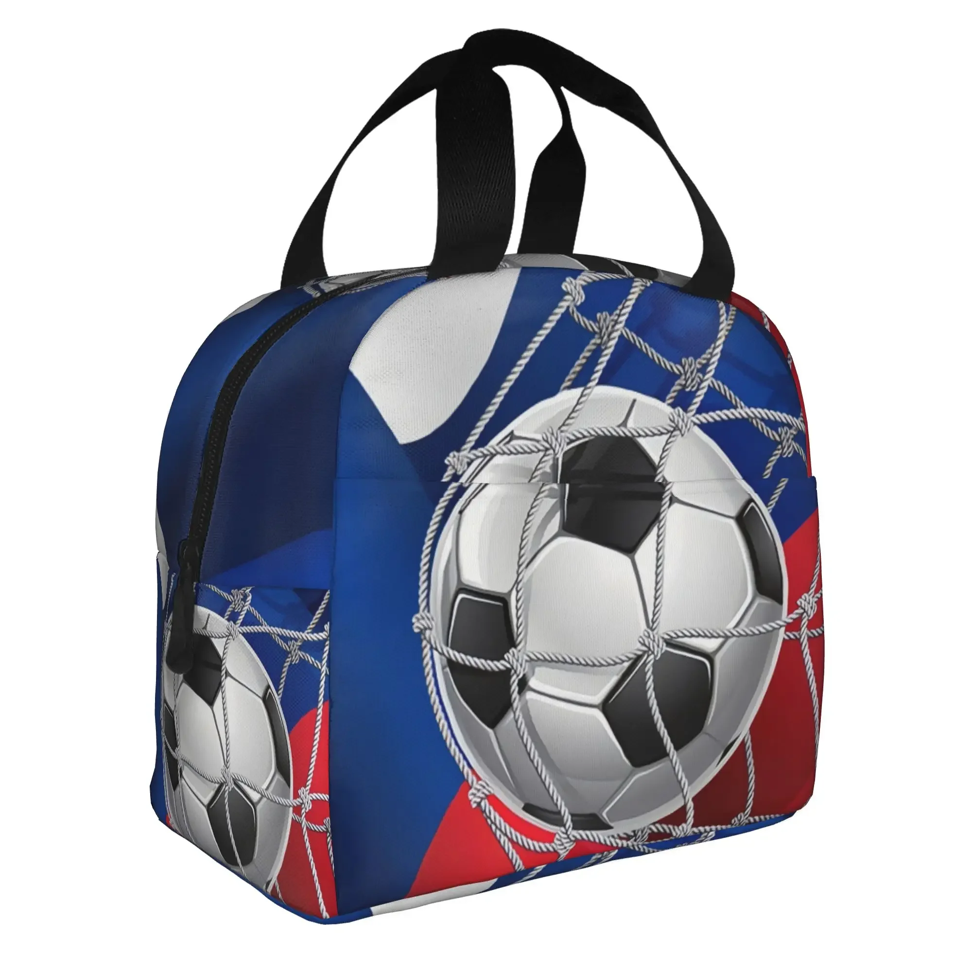 Cool Soccerly Footbally Print  Insulated Lunch Bag for Outdoor Picnic  Resuable Cooler Thermal Lunch Box Women Men