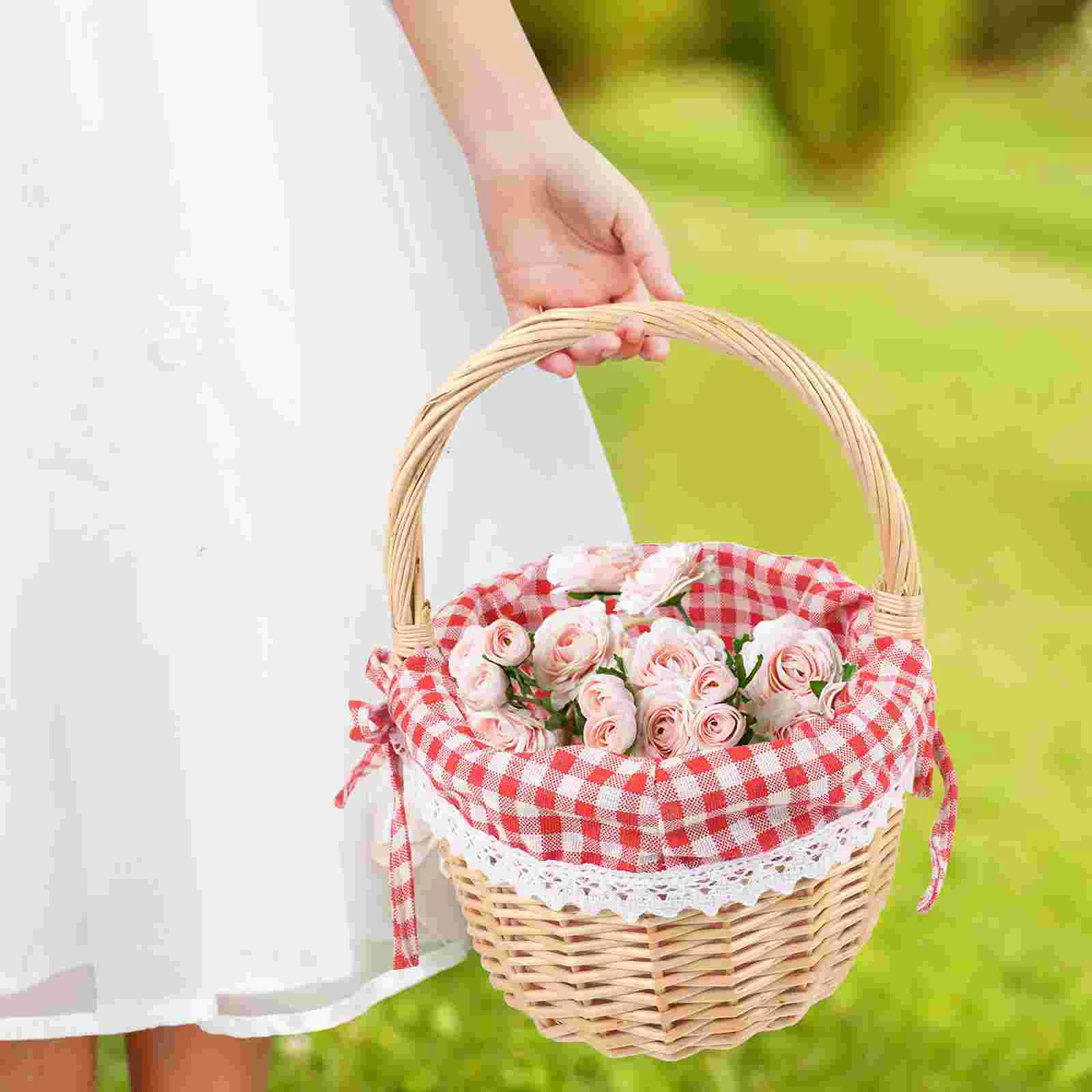 Cestino da picnic in rattan, contenitori per sacchetti a cono dolce, contenitori per donazioni in legno, contenitore per il pane