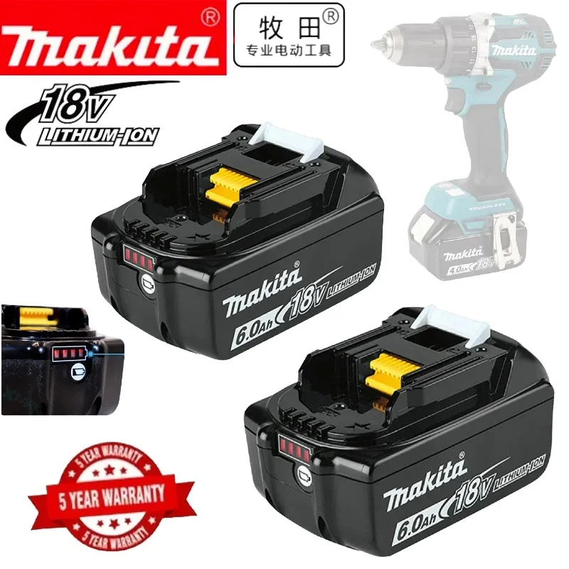 

100% Оригинальный Makita 6Ah/5Ah/3Ah для Makita 18V аккумулятор BL1830B BL1850B BL1850 BL1840 BL1860 BL1815 сменный литиевый аккумулятор