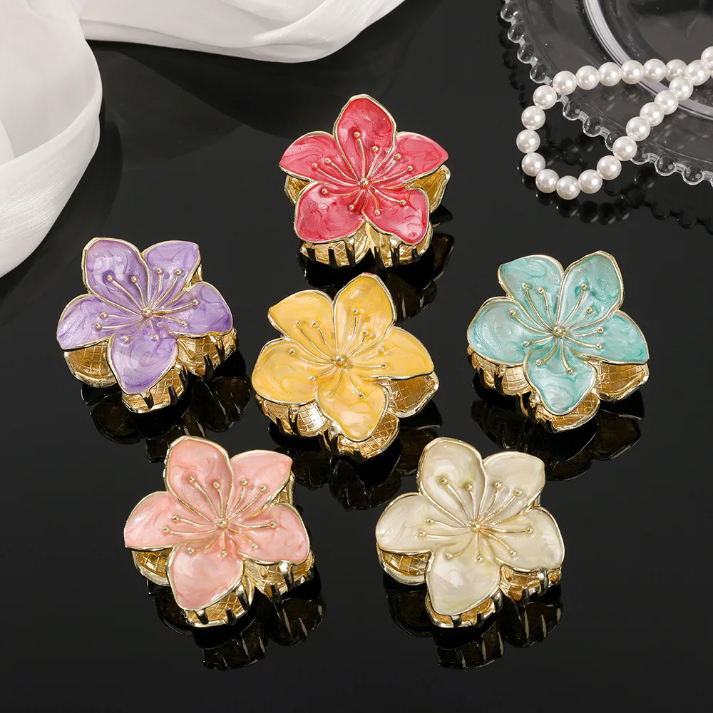 

New Alloy Flower Hair Claw 5.5cm Medium Size Metal Claw Clip Cute Crab Hair Clips Sweet Hairpin Hair Accessories for Women Girls