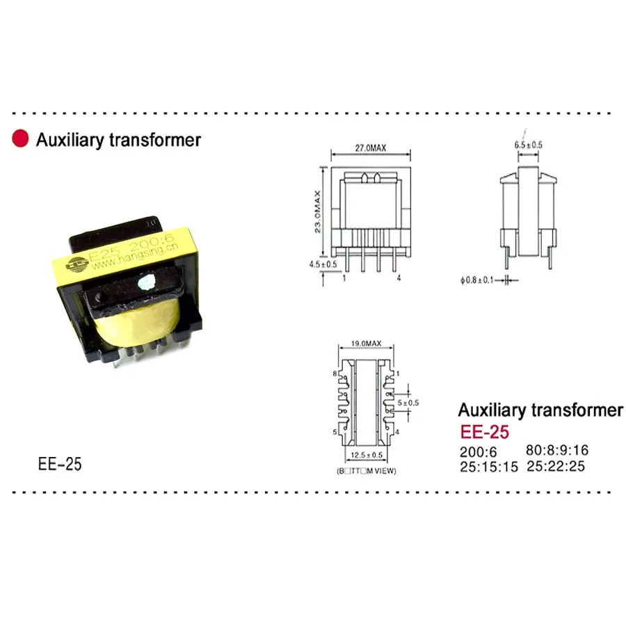 Pulse Transformer EE25 200:6 8 feet  3 4 Windings Auxiliary Power Transformer Parts For ZX7-200 inverter welding machines