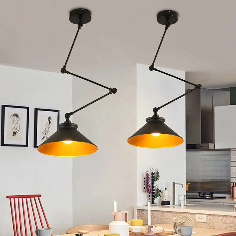 

Nordic Personality Adjustable Chandelier Modern Simple Restaurant Winebar Counter Bedroom Folding Telescopic Shift Modeling Lamp