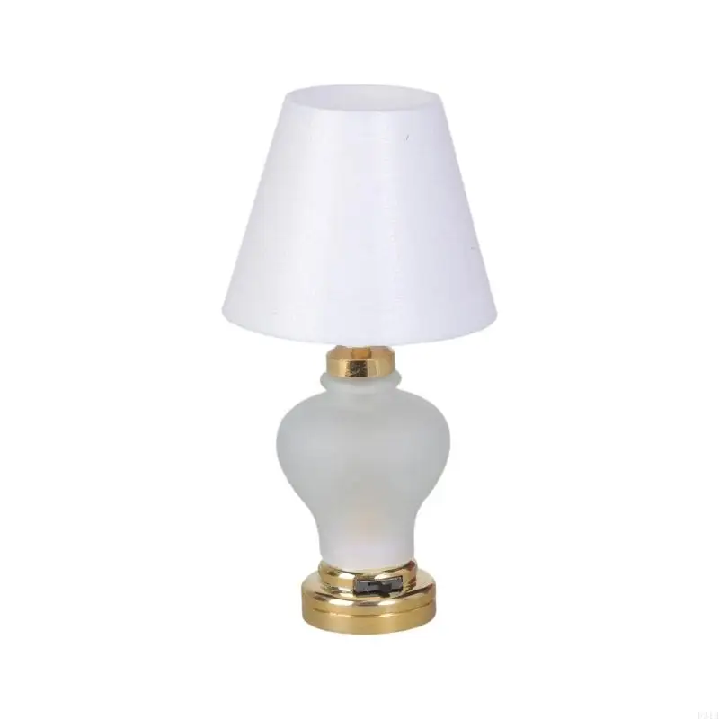 Slaapkamer witte tafellamp miniatuur meubels model poppen huizen accessoire realistische verlichting speelgoed speelset 1:12