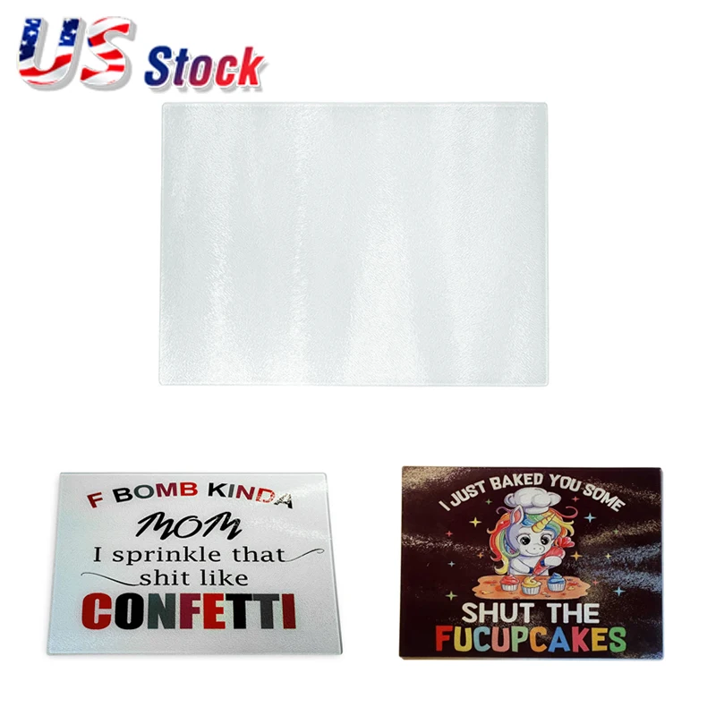 US Stock 25pcs Rectangle 280mm x 200mm Sublimation Blank Tempered Glass Cutting Board with White Coating Rough DIY Cutting Board