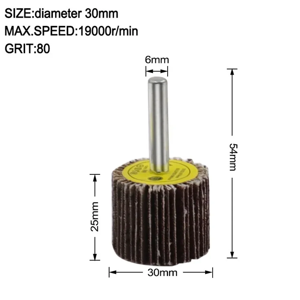 Cabeça lixa roda 80 grão para móveis para artesanato para moldes moldagem polimento 80/60/50/40/30/25/20/16mm