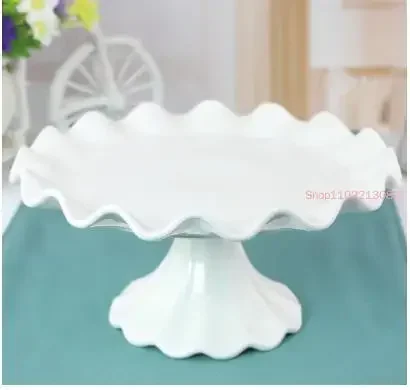 European Ceramic Wave-shaped Dessert Pastry Tray High-foot Cake Stand Porcelain Household Fruit Dessert Tray Home Decoration New