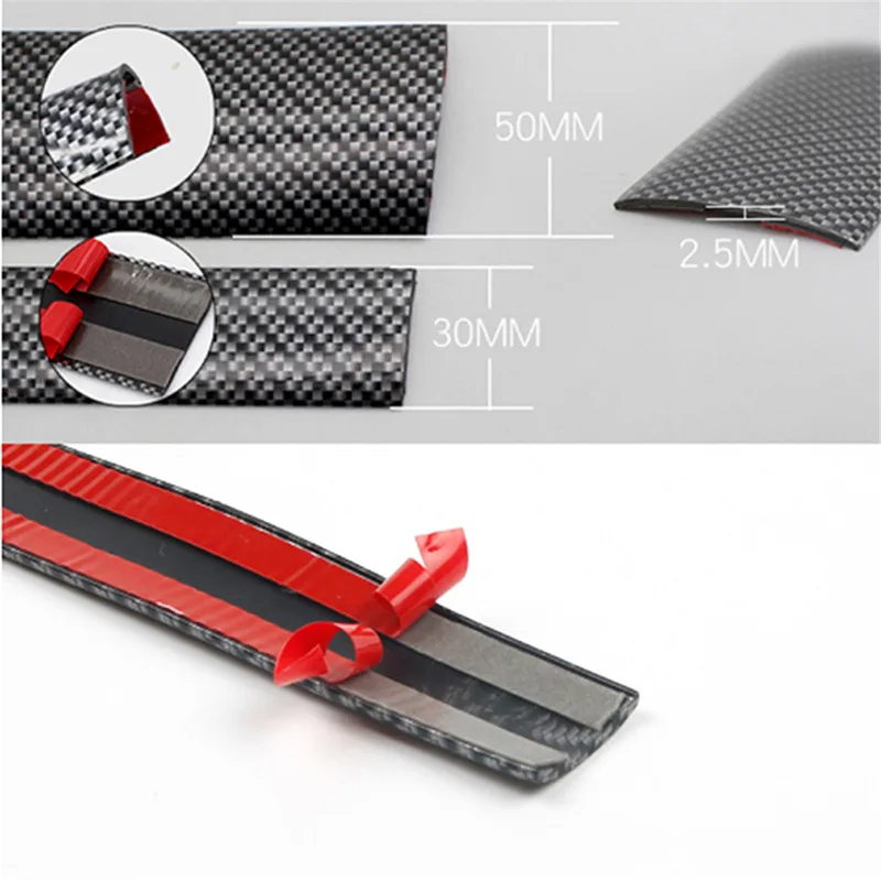 Car Threshold Strip Anti Scratch Door Sill Protector Rubber Strip Carbon Fiber Car Threshold Protection Bumper Film Sticker