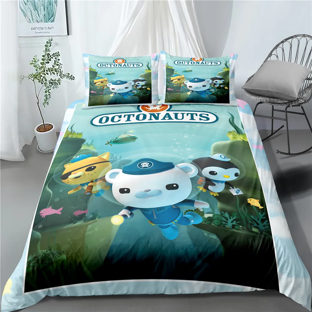 

Комплект постельного белья Octonauts с мультяшным 3D рисунком, пододеяльник, наволочки, полиэстер, пододеяльник для детей, одинарный, двойной, двуспальный, Королевский