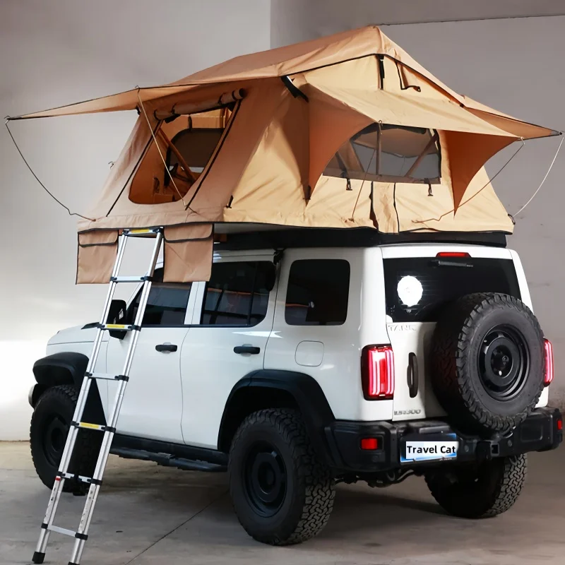 Outdoor 1-3 Person Polycotton Waterproof 4x4 Off-road Travelling Foldable Car Truck Camping Soft Shell Roof Top Tent,Custom