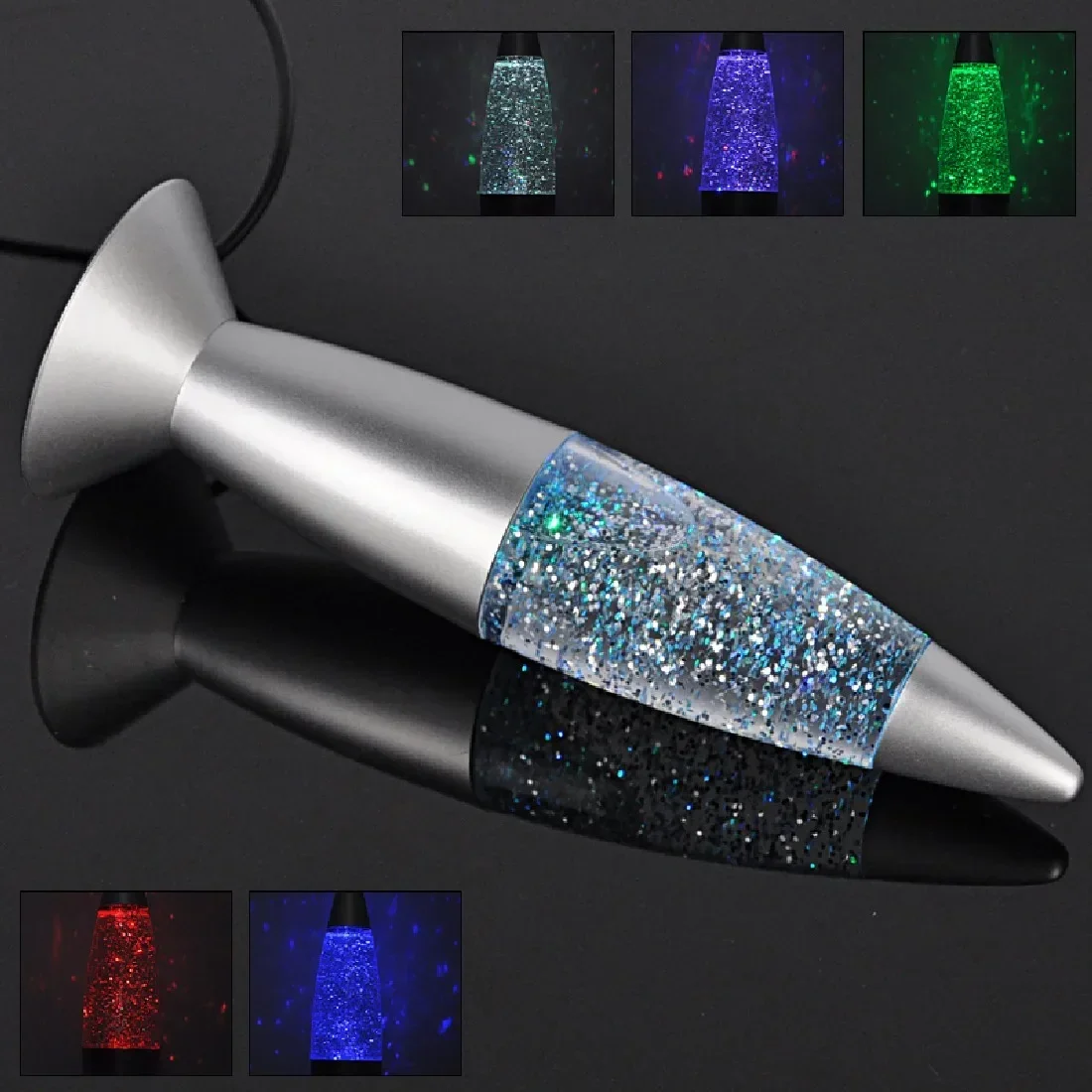 1pc 3D Rocket Multi Color Changing Lava Lamp RGB LED Glitter Party Mood Night Light Christmas Gift Bedside Night lamp