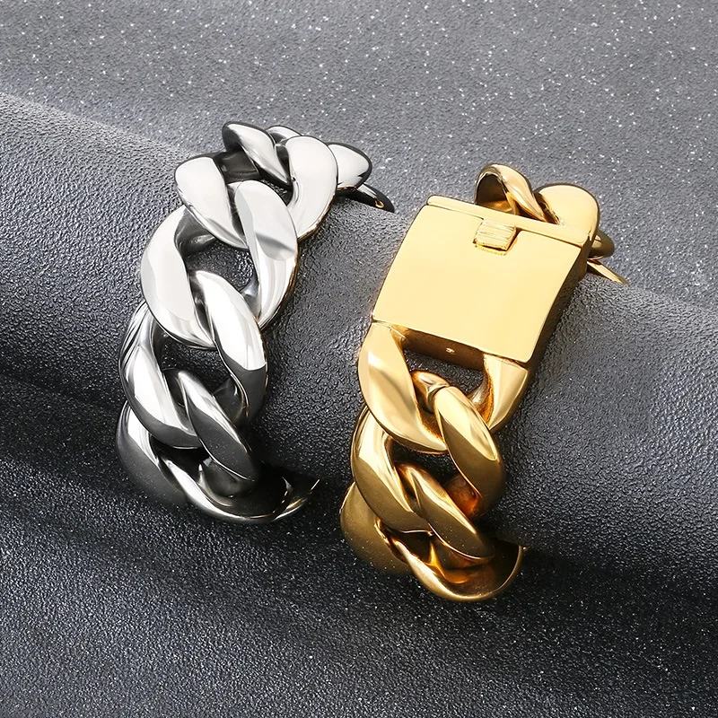 275g Weight Mens Jewelry Huge 30mm Large Chunky Bracelet Heavy Sturdy 316L Stainless Steel Miami Cuban Chain with Box Lock Clasp