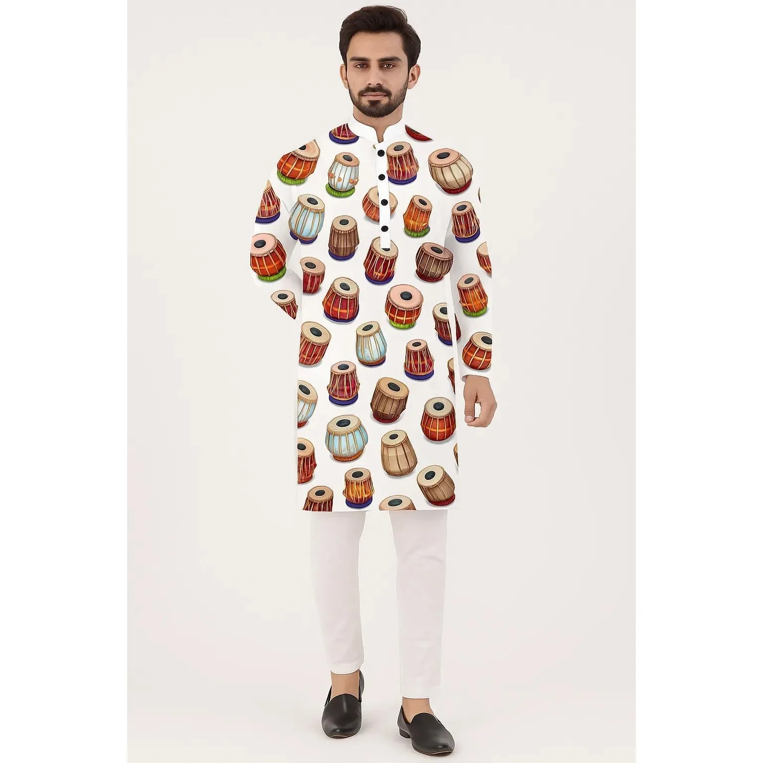 عباية رجالي ثوب عربية طويلة تي شيرت هينلي قفطان النطاقات عادي ثوب قمصان رجالية مسلمة 2026 ثوب هاراجوكو ملابس الشارع #2