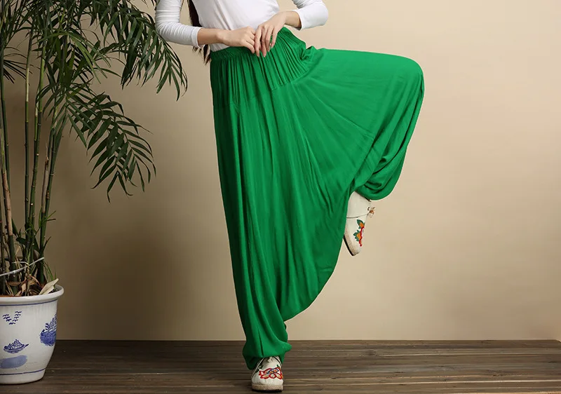 2026 Spring Women Casual Loose Harem Pants Solid Elastic Waist Summer Wide Leg Pants Plus Size Cotton Linen Trousers 4XL 5XL