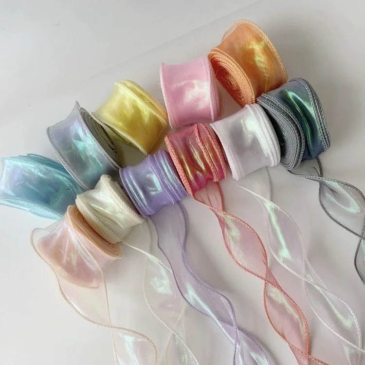 Fish Tail Yarn Ribbon, Wave Fringe Ribbon for Flower Bouquet Wrapping, Gift Box DIY Packaging Decorative Webbing Material