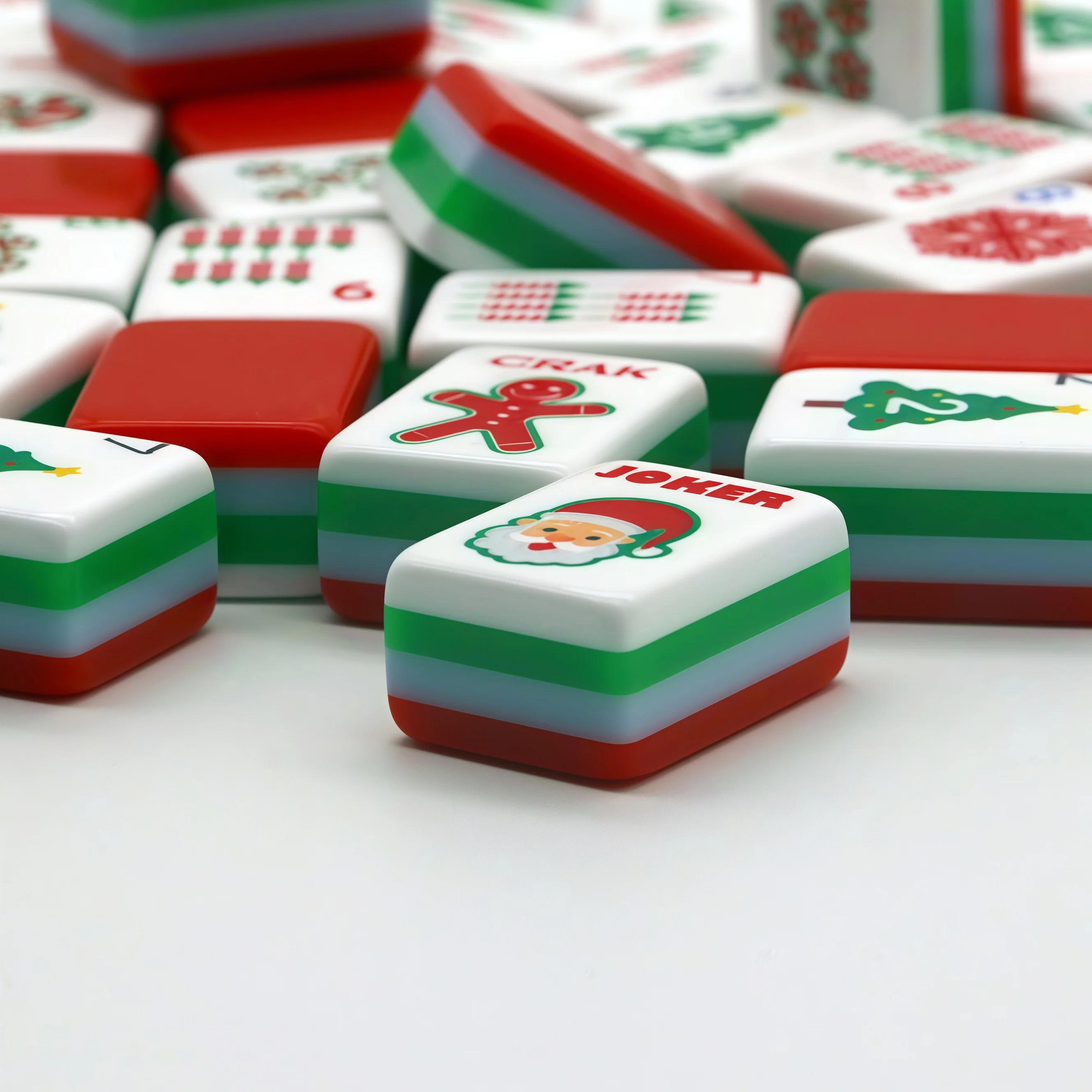 Christmas Edition Custom Modern Minimalist Cute Style Leopard Print Powder Acrylic Luxury Automatic Eco-Friendly Mahjong Tiles