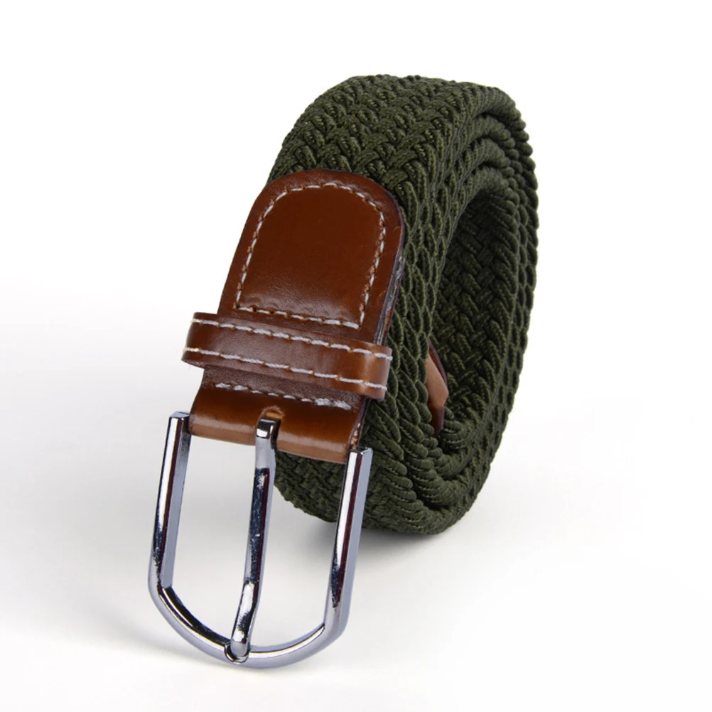 

Universal Braided Elastic Belt For Men Women Adjustable Stretch No Hole Durable Fabric Woven Belt Pu End Alloy Buckle