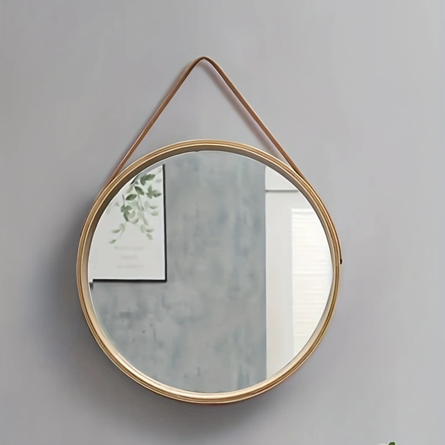 Premium Punch-Free Wall-Mounted Vanity Mirror - Shatterproof & Crystal-clear, Stylish Modern Bathroom Decor with Easy Chain Atta