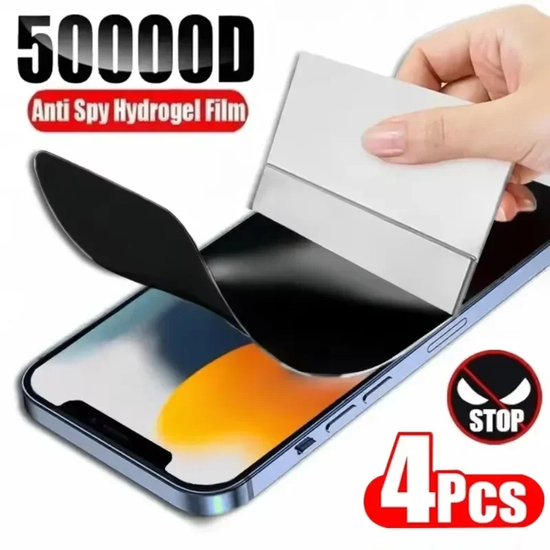 

4Pcs Anti-Spy Hydrogel Film for iPhone 11 13 12 14 15 16 Pro Max Mini 7 8 Plus Privacy Screen Protector for iPhone X XR XS MAX