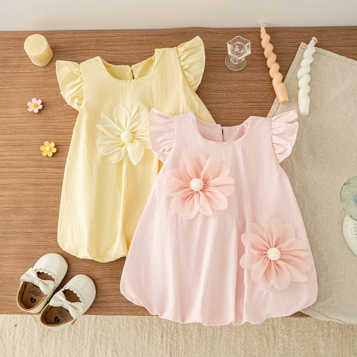 Baby Girl Dress Summer Flower Cotton Little Flying Sleeve Girl Dress Cute Princess Baby Dress Baby Girl Clothes