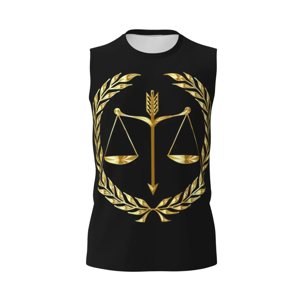 Gold Scales Of Justice Law Logo Men Printed Sleeveless T-shirt Casual Hip Hop Street Style Beach Holiday Tank Tops