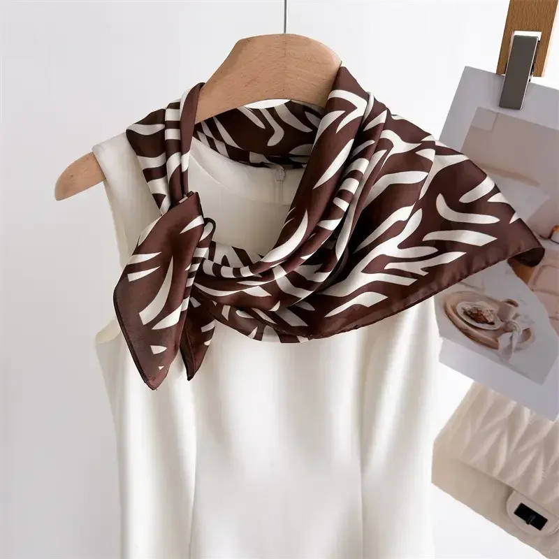 

70*70cm Zebra Stripes Print Head Scarf for Women Silk Square Scarves Foulard Bandana Fashion Decorate