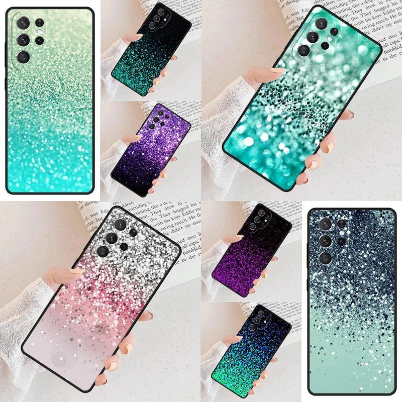 Mint Glitter patroon Telefoon Case Voor Samsung Galaxy S24 S25 S23 S22 S21 Note 10 20 Pro S20 Plus FE Ultra lite Cover