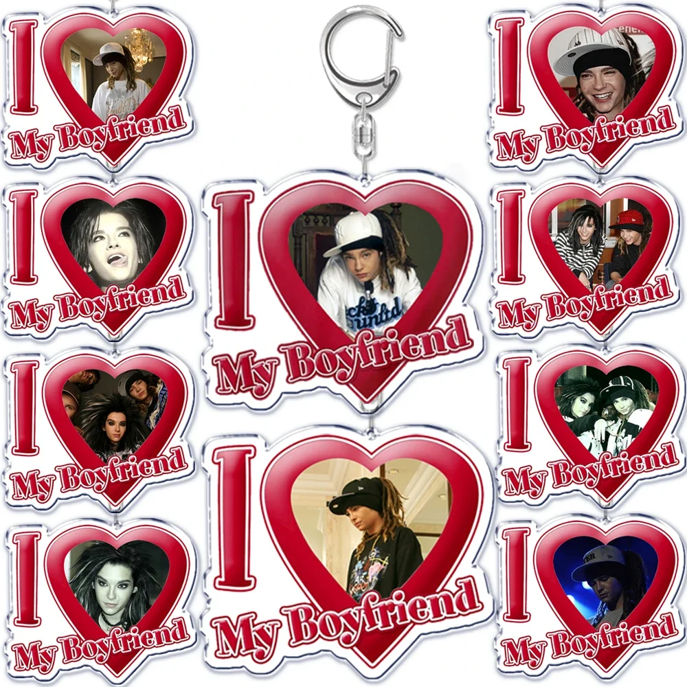 Popular Hip Hop Singer Guitarist I Love My Boyfriend Keychain Bill Tom Kaulitz Key Chain Ring Keychains for Jewelry Fans Gifts