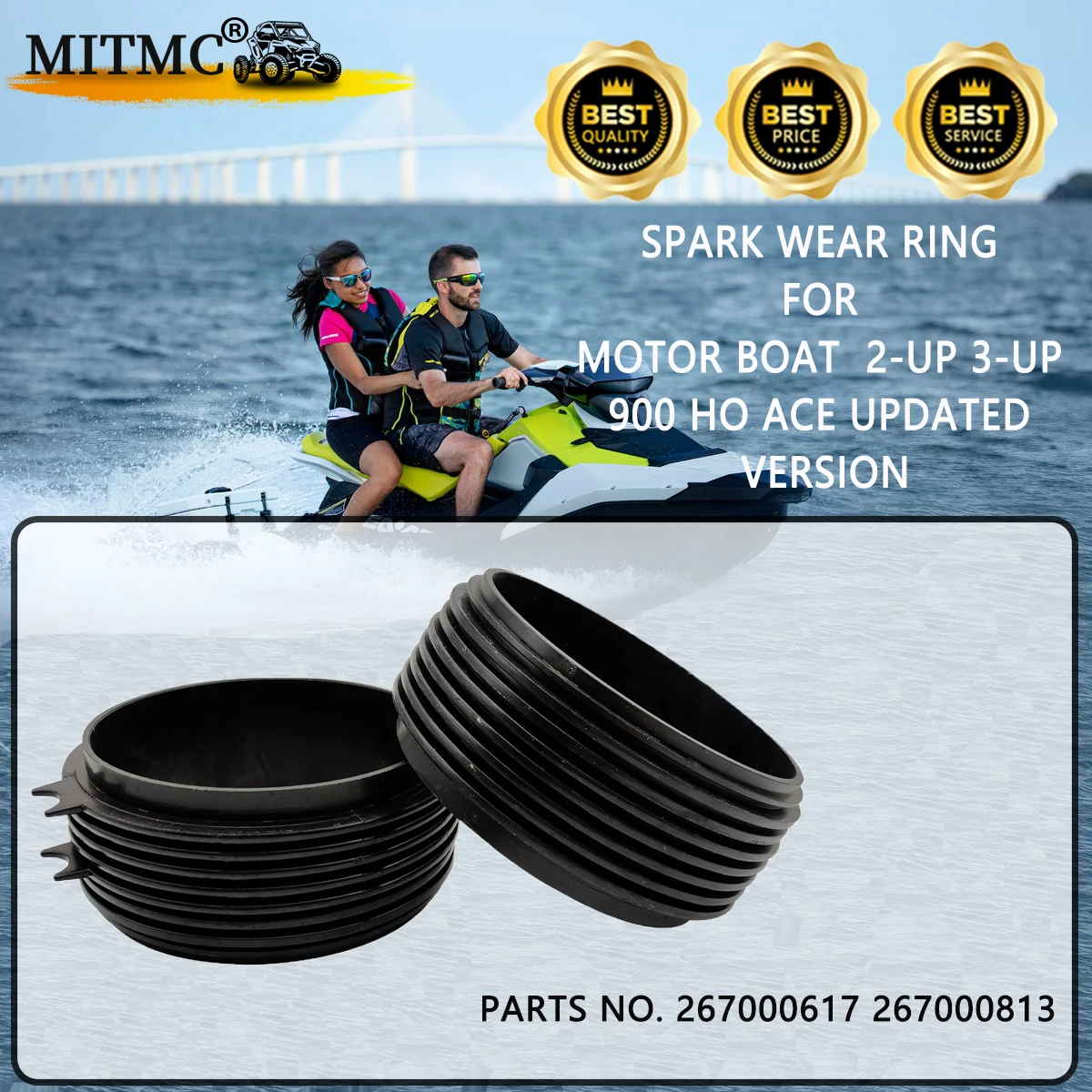 

2PCS Spark Wear Ring For Motor Boat 2-Up 3-Up 900 Ho Ace UPDATED Version 267000617 267000813