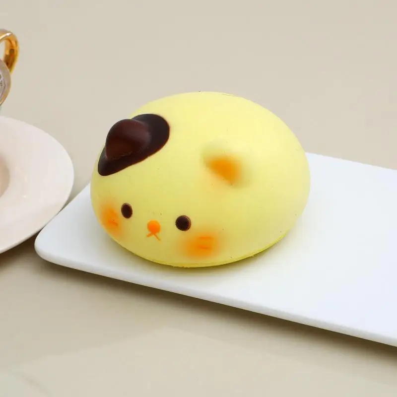 Bread Shaped Squeeze Toy Slow Rising Cartoon Cat Dog Animal Pattern Soft Stress Relief Toy for Home Office Relax