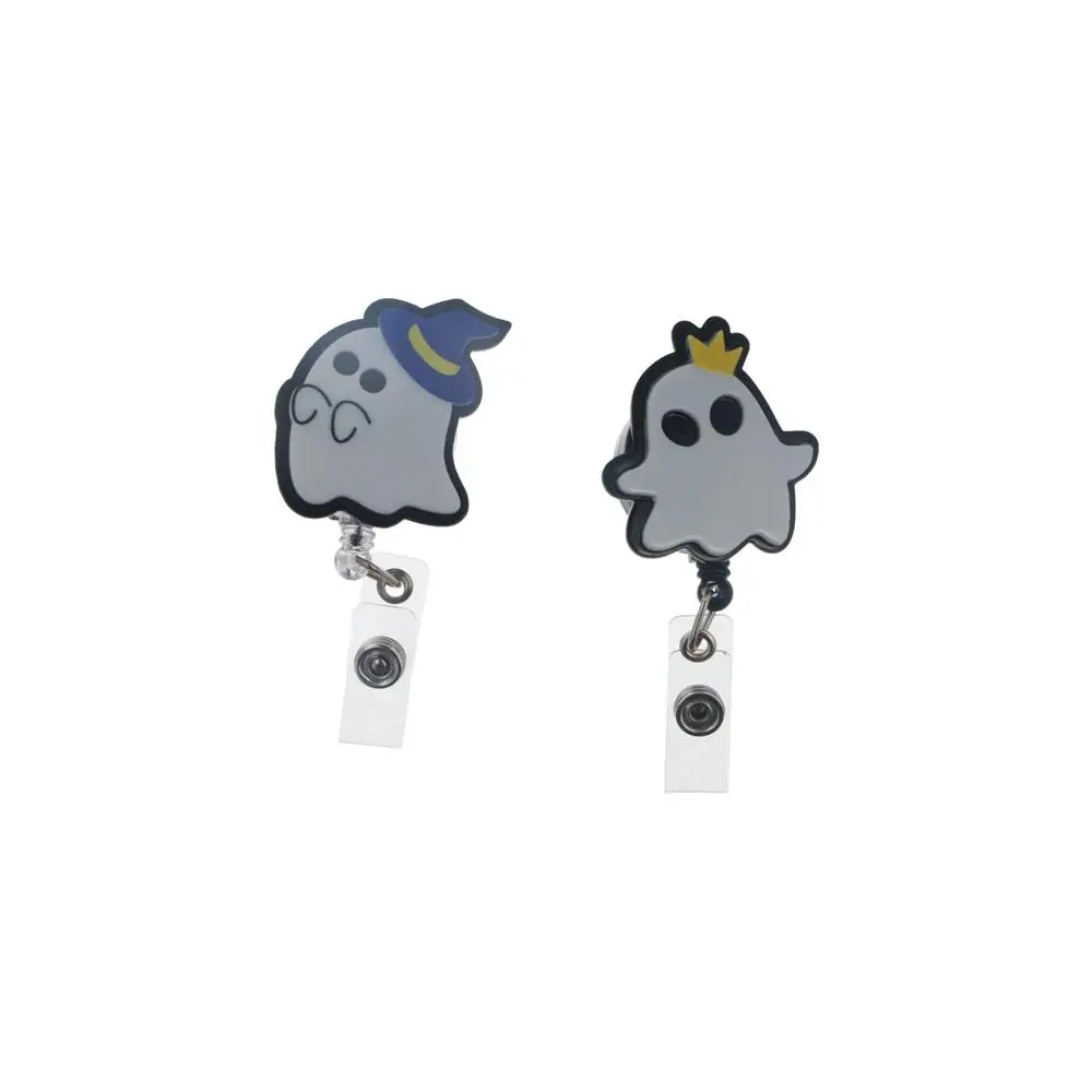 Exhibition Card Retractable Badge Reel Name Card Badge Clip ID Badge Holder Halloween Pumpkin Ghost Easy Pull Buckle Students