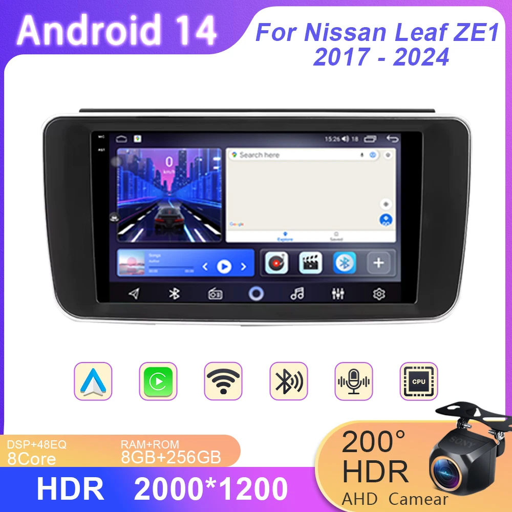 

Автомобильный радиоприемник Android 14 для Nissan Leaf ZE1 2017-2024 навигация GPS Android Auto Carplay мультимедийный плеер 4G WiFi без камеры 2din